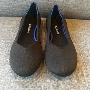 Rothy's Black Flats with Blue Trim